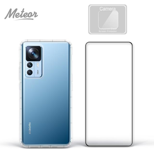 【Meteor】MI 小米 12T 手機保護超值3件組(透明空壓殼+鋼化膜+鏡頭貼)