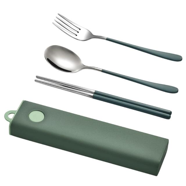 不鏽鋼餐具三件套 多色可選(環保餐具組/贈收納袋)
