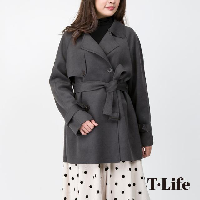 【T.Life】冬日復甦輕奢絨毛中長大衣外套(2色)