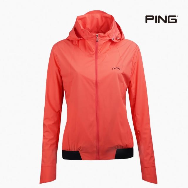 【PING】女款可拆帽防潑水風衣外套-橘紅(GOLF/高爾夫/RC22210-25)