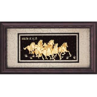 【開運陶源】純金金箔畫 -八駿馬/馬到成功(盛景系列 133x69cm)