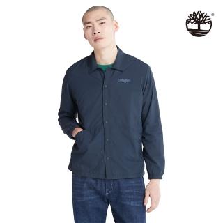 【Timberland】男款深藍色再生尼龍防潑水寬版襯衫外套(A5Y6H433)