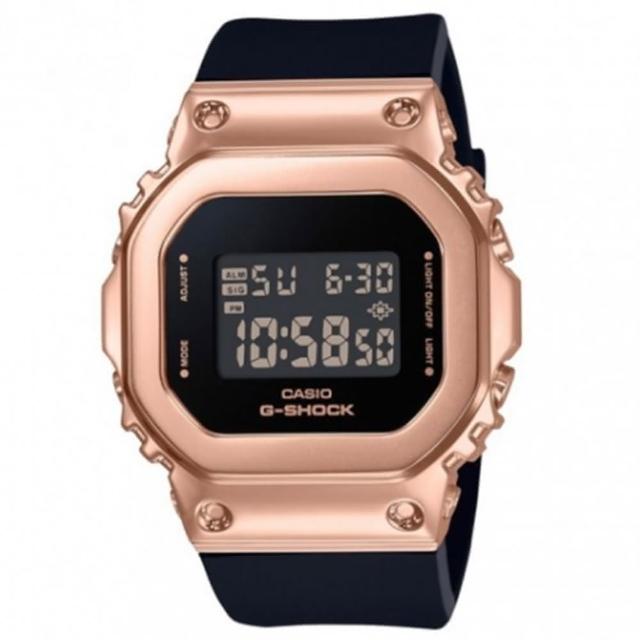 【CASIO 卡西歐】G-SHOCK 簡約金屬質感電子錶-玫瑰金x黑_GM-S5600PG-1_38.4mm
