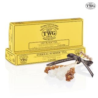 【TWG Tea】純棉茶包2入禮物組(1837黑茶+盛夏緋紅/手工純棉茶包+茶糖棒)