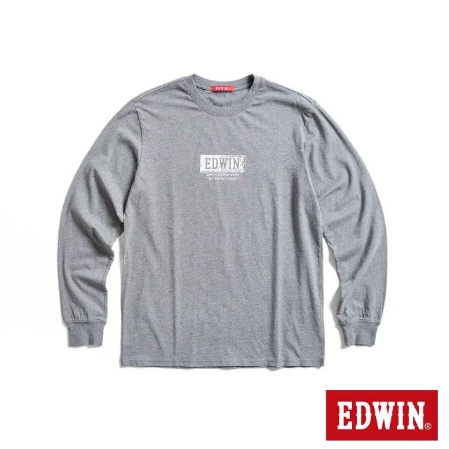 【EDWIN】男裝 人氣復刻款 職人排版LOGO長袖T恤(灰色)