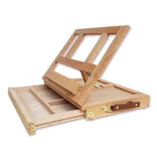高級櫸木製單層抽屜式畫架(手提畫箱/寫生/桌上型畫架)