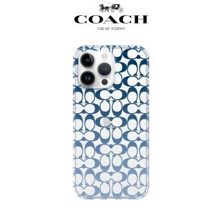 【COACH】iPhone 14 Plus 精品手機殼 漸層藍經典大C(保護殼/手機套)