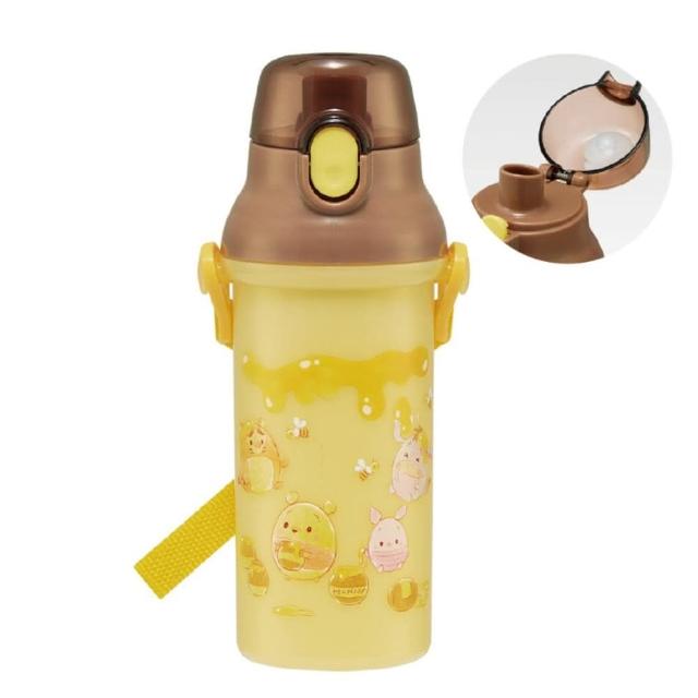 【小禮堂】Disney 迪士尼 小熊維尼 兒童彈蓋直飲水壺 480ml Ag+ - 黃棕蜂蜜款(平輸品)