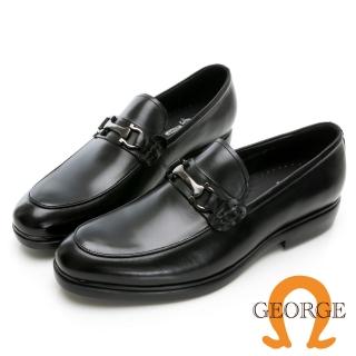 【GEORGE 喬治皮鞋】MODO系列 舒適真皮輕量馬蹄釦樂福鞋 -黑215004BW10