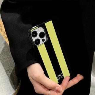 【LOYALTY】iPhone14Plus/14Pro/14ProMax小眾韓系黑綠直條紋手機保護殼