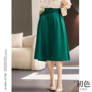 【初色】日常百搭A字顯瘦半身裙-共3色-64014(M-XL可選)