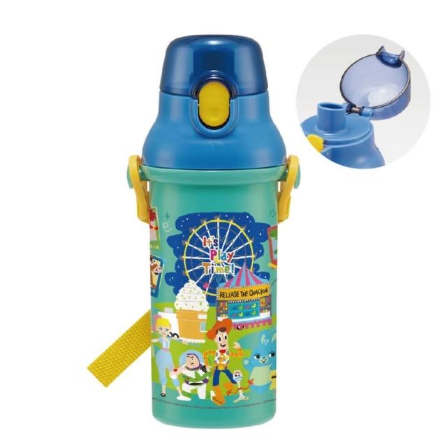 【小禮堂】Disney 迪士尼 玩具總動員 兒童彈蓋直飲水壺 480ml Ag+ - 藍綠摩天輪款(平輸品)