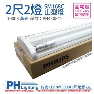 【Philips 飛利浦】SM168C LED 16W 2呎 3000K 黃光 全電壓 山型 吸頂燈 _ PH430841