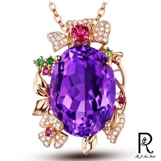 【RJ New York】紫晶花漾鵝蛋奢華鑲鑽玫瑰金項鍊(紫色)