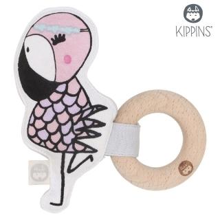 【Kippins】澳洲有機棉櫸木固齒器/手搖鈴(Coco可可火鶴-桃紅)