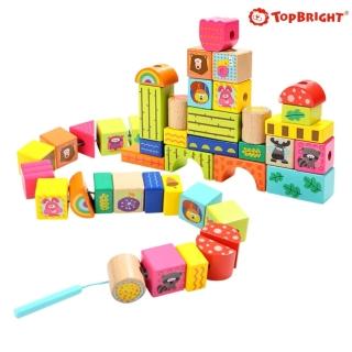 【Top Bright】可愛動物森林串串積木組(幼兒玩具/早教玩具/手眼協調)