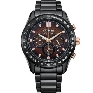 【CITIZEN 星辰】亞洲限定款 光動能時尚格紋計時手錶-43mm/咖啡x黑 畢業 禮物(CA4534-81X)