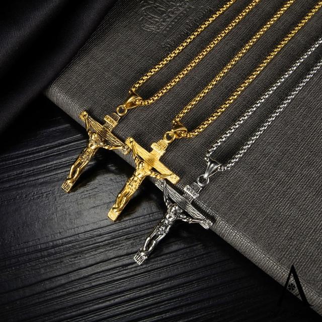 【ANGEL】堅毅十字架嘻哈個性不鏽鋼項鍊(3色可選)