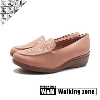 【WALKING ZONE】女 SUPER WOMAN系列 壓花樂福休閒鞋 女鞋(奶茶棕)