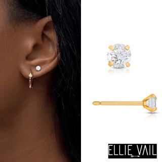 【ELLIE VAIL】邁阿密防水珠寶 金色單鑽耳環 4mm明亮切割圓鑽耳環 Ariana Small(防水珠寶)