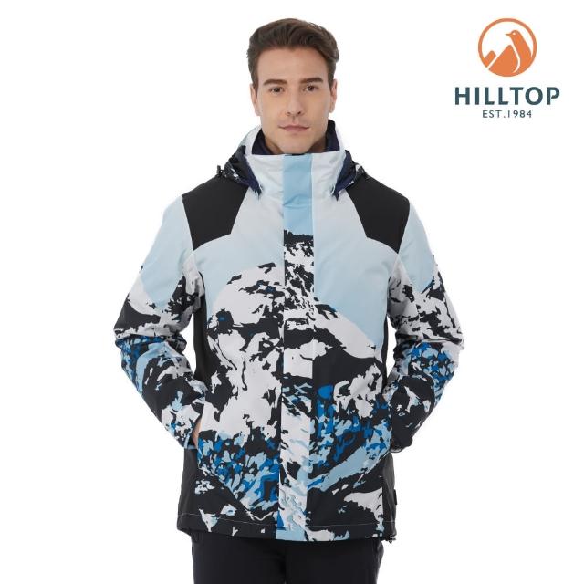 【Hilltop 山頂鳥】GORE-TEX 單件式印花防水透氣短大衣（可銜接內件） 男款 藍｜PH22XM13ECEZ
