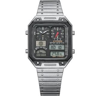 【CITIZEN 星辰】80年代復古時尚計時雙顯錶-33.4x45.4mm 畢業 禮物(JG2126-69E)