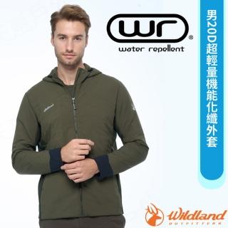 【Wildland 荒野】男 20D超輕量機能化纖外套.連帽夾克.風衣(0B02926-112 常春藤綠)