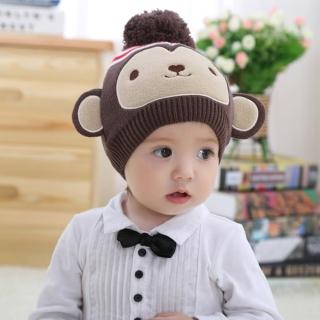 【PS Mall】咖啡猴子造型寶寶套頭帽 保暖冬天動物帽子 兒童帽子 2入(J397)