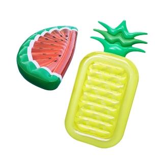 【JoyNa】充氣水上漂浮床 游泳池戲水玩具 日光浴充氣浮板 浮排(打氣筒.水果造型)