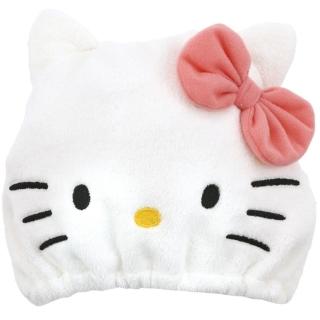 【小禮堂】Hello Kitty 絨毛吸水鬆緊髮帽 - 大臉款(平輸品)