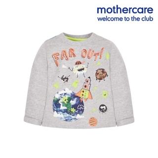 【mothercare】專櫃童裝 灰色大笑星球長袖T恤(6-12個月)