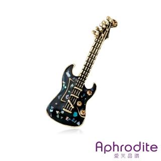 【Aphrodite 愛芙晶鑽】電吉他胸針/彩貝鑲嵌搖滾電吉他造型胸針(2色任選)