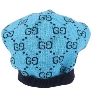 【GUCCI 古馳】品牌標誌羊毛滑雪毛帽(藍色/M)