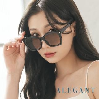 【ALEGANT】古橙棕韓系時尚幾何貓眼方框墨鏡/UV400太陽眼鏡(舒雅的悠眠輕旅)