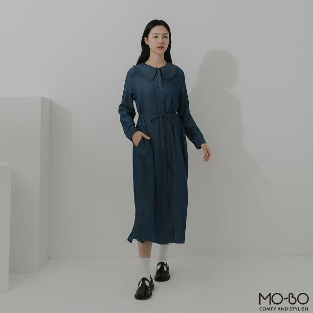 【MO-BO】娃娃領柔軟垂墜丹寧洋裝(洋裝)