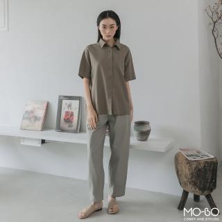 【MO-BO】斜紋薄棉質感剪裁襯衫(上衣)