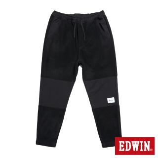 【EDWIN】男裝 拼接刷毛休閒褲(黑色)