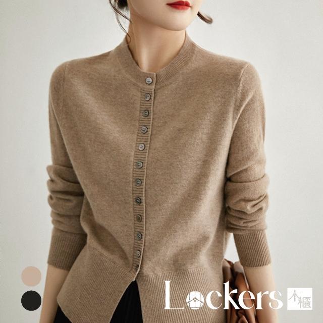 【Lockers 木櫃】秋季顯瘦圓領針織上衣 L111100302(針織上衣)