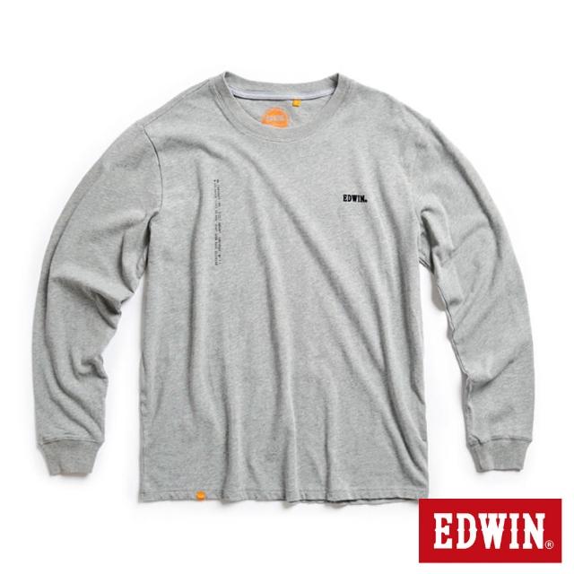 【EDWIN】男裝 橘標 職人排版LOGO長袖T恤(麻灰色)