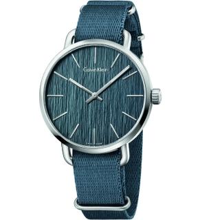 【Calvin Klein 凱文克萊】Calvin Klein 歐亞休閒風主義帆布優質時尚腕錶-灰藍-K7B211WL
