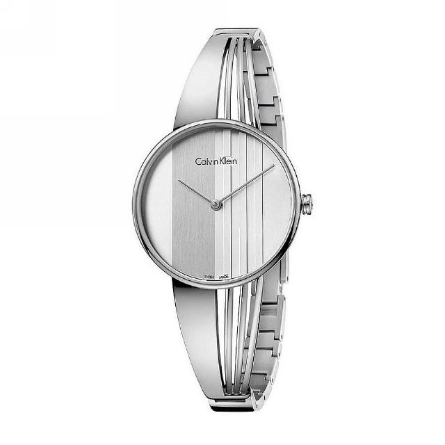 【Calvin Klein 凱文克萊】Calvin Klein 婀娜曲線時尚優質手環式腕錶-白面-K6S2N116
