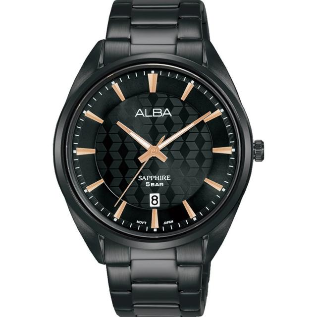 【ALBA】PRESTIGE 菱格紋時尚手錶-全黑41mm(AS9P51X1/VJ42-X303K)