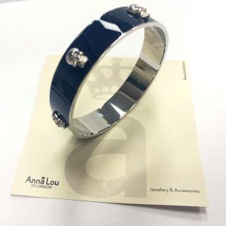 【Anna Lou Of London】倫敦品牌 立體銀色骷髏 塘瓷黑色手環(絕版品 售完不補)