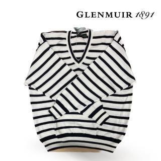 【Glenmuir】白色V領棉線衫(針織衫 毛衣 長袖毛衣 線衫)