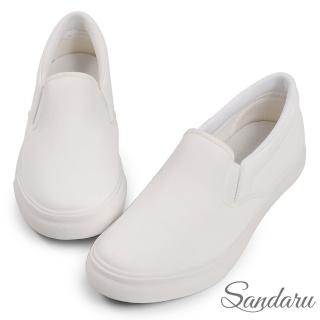【SANDARU 山打努】懶人鞋 簡約超軟真皮墊休閒鞋(白)