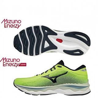 【MIZUNO 美津濃】慢跑鞋 男鞋 運動鞋 一般型 ENERZY中底 WAVE SKY 5 螢光黃 J1GC210246