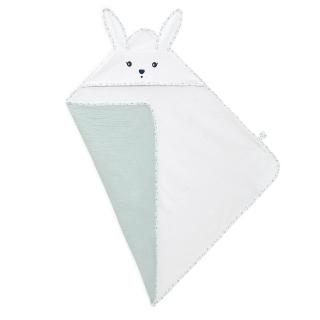 【KALOO】Kdoux 兔兔立體連帽浴巾(薄荷藍)