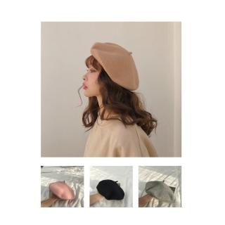 【A&R】復古氣質純色羊毛尼貝雷帽 三色任選(畫家帽 毛尼帽 時尚造型)