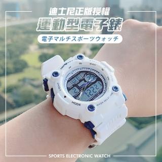 【Disney 迪士尼】米奇運動型電子錶/手錶(白色)
