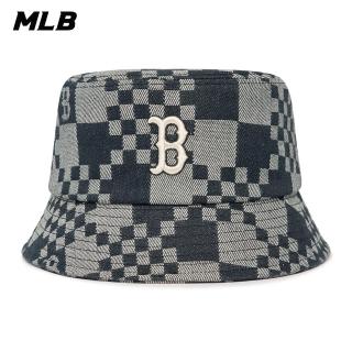 【MLB】牛仔丹寧漁夫帽 Checkerboard系列 波士頓紅襪隊(3AHTCC12N-43BKS)